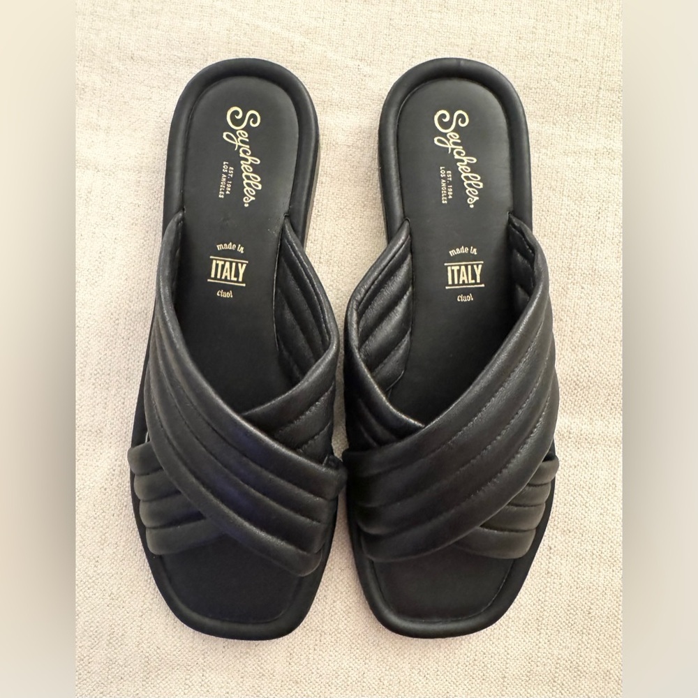 Seychelles Word for Word Slide Sandals in Black - Picture 6 of 7